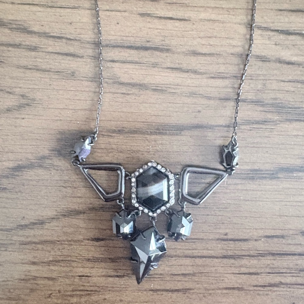 Alexis Bittar Black Geometric Necklace Pyrite Diamond Dust